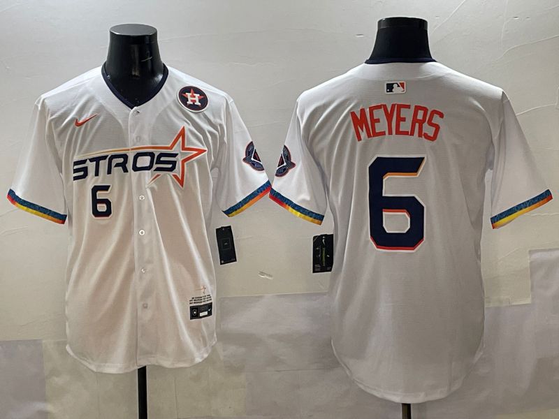 Men Houston Astros #6 Meyers White Four generations Joint Name 2025 Nike MLB Jersey style 6
